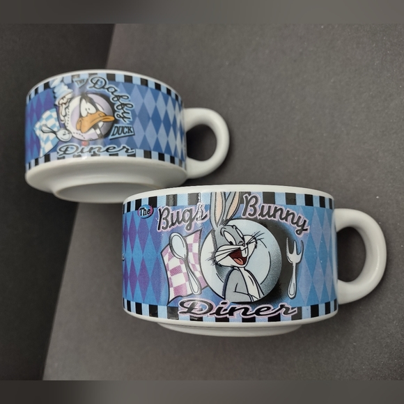 Bugs Bunny & Daffy Duck Soup Bowl set of 2 Soup Bowls Warner Bros 1998 - Picture 12 of 12